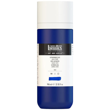 Liquitex Professional Soft Body Acrylic Paint 32-oz bottle, Ultramarine Blue (Green Shade)