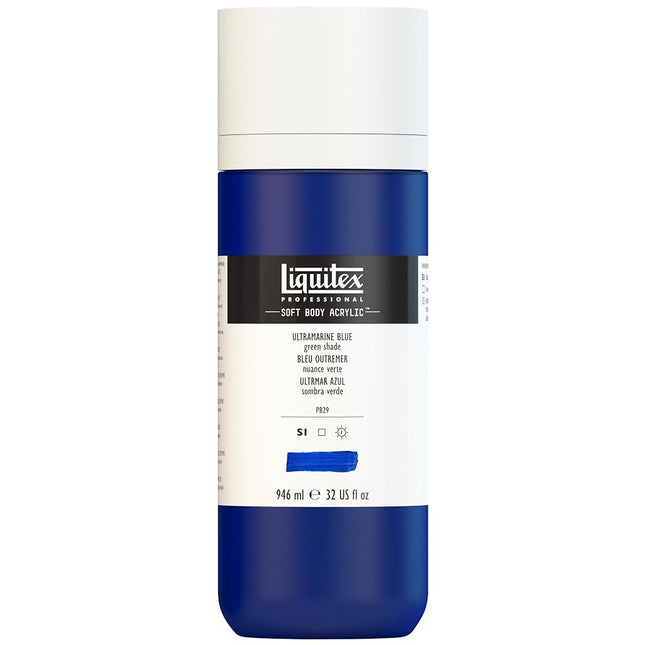 Liquitex Professional Soft Body Acrylic Paint 32-oz bottle, Ultramarine Blue (Green Shade)