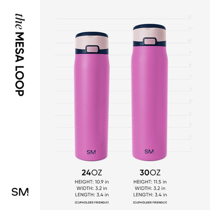 Simple Modern Mesa Loop Water Bottle with Straw | 30oz Cup Holder Friendly Insulated Stainless Steel Bottles for Travel, Sports and School | Fuscia Mix