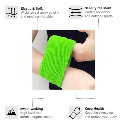 Hanerdun Wrist Sweatbands Thick Cotton Terry Cloth Wristbands for Men and Women Athletic Sweat Bands for Sports Tennis Gym Basketball