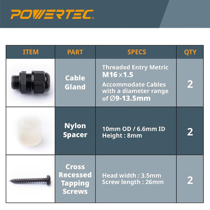 POWERTEC 71834 Deep Switch Box with Hardware for POWERTEC Switch Compatibility - 71007, 71008, 71651, 71652, 71054, 71577