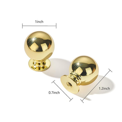 CABDM 10 Pack 1 Inch Vintage Ball Polished Brass Cabinet Knobs Kitchen Cabinet Hardware Drawer Knobs Pulls for Drawers.