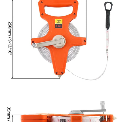 QWORK Open Reel Dual Sided Fiberglass Tape Measure, 4 Pack 1/2" x 164' Measures for Engineer, Orange