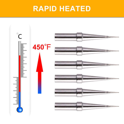 6pcs Weller ET Soldering Iron Replacement Tips for WES51/50,WESD51,WE1010NA,PES51 / 50,LR21 ET Tip Series (6PCS-02)