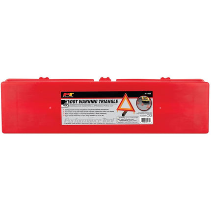 Performance Tool W1498 Large Early Warning Roadside Emergency Reflective Triangle, 3 Pack with Case (Dot Approved), 3 Pack