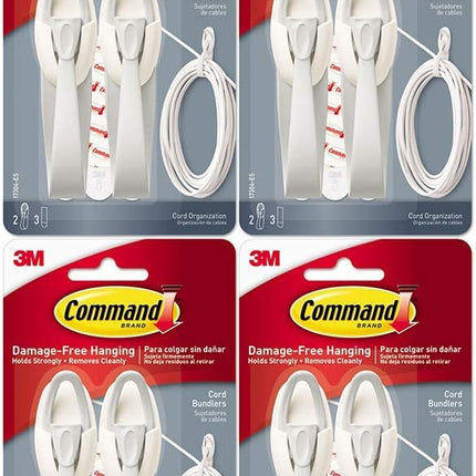 3M 17304 Command Cord Bundlers 4 Pack (8 Bundlers)