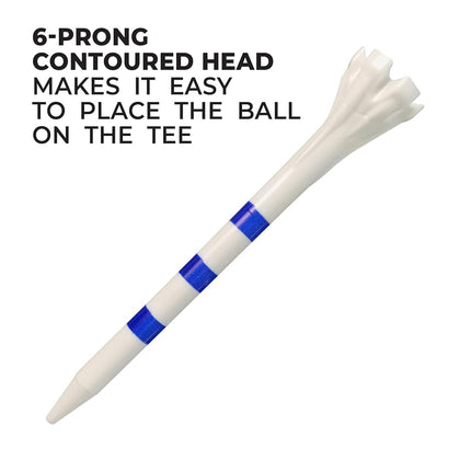 Champ 2-3/4" My Hite FlyTee White/Blue Stripe Golf Tee, 100 Count