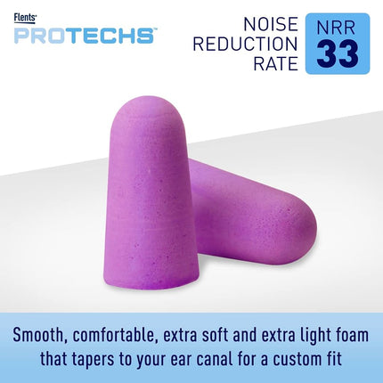 Flents Quiet Time Ear Plugs/Earplugs, 10 Pair, Case Included, NRR 33, Made in The USA, Purple