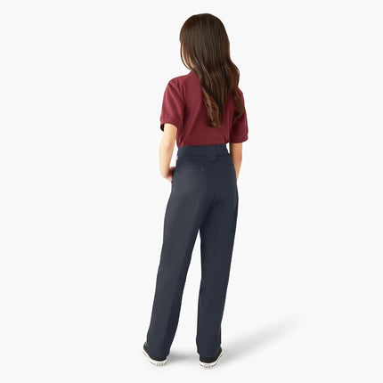 Dickies Kids Girls 7-16 Stretch Slim Straight Pant, Dark Navy, 10