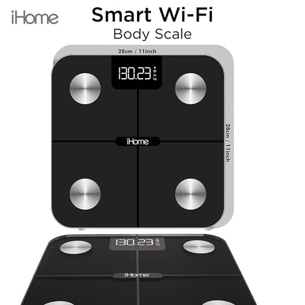 iHome Digital WiFi Smart Scale for Body Weight, Weight Scale with 14 Indicators, Including BMI, Body Fat, Muscle Mass, Batteries Included (Black Smart WiFi)