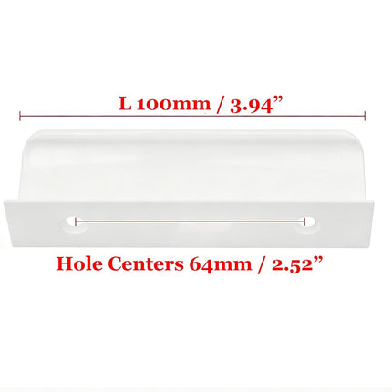 LC LICTOP Curved Edge Pull Handles, 100mm/3.94" Edge Finger Tab Handle for Caibnets Drawer Closet Door Wardrobe Cupboard, 64mm/2.52" Hole Spacing, 30 Pcs White Edge Pulls