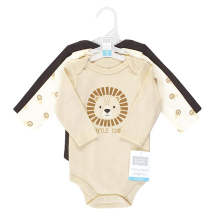 Hudson Baby Unisex Baby Cotton Long-Sleeve Bodysuits, Brave Lion, Newborn, Brave Lion, Newborn