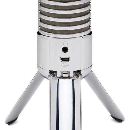 Micrófono Samson Meteor Mic - Condensador USB portátil con calidad de estudio - Micrófono de alto rendimiento, uso general/podcasting/juegos/grabación de música, resolución de 16 bits, 44,1/48 kHz, Cromo plateado