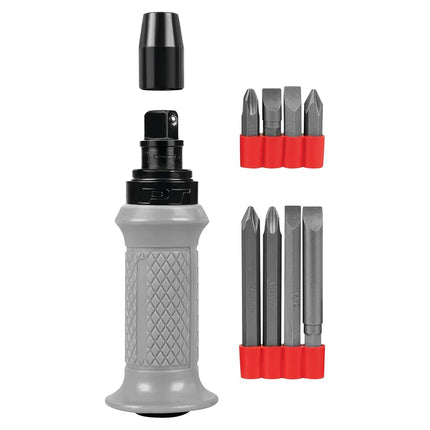 Performance Tool W2504 1/2-Inch Manual Reversible Impact Driver - Flathead 5/16 & 3/8 & Phillips #2 & #3 Bits for Most Common Applications - Disengage Brake Caliper Screws, Rusted Fasteners or Frozen