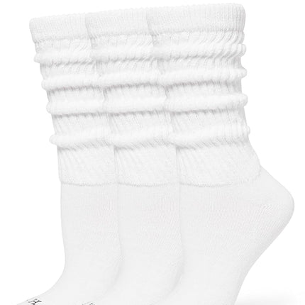 HUE Women's Slouch Sock 3 Pair Pack, White/White/W