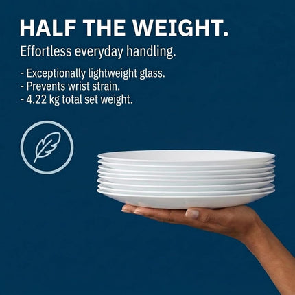 Corelle 18-Piece Dinner Set, Winter Frost White Service for 6, Chip Resistant Dinnerware, Includes 26cm Dinner Plates, 17cm Salad/Side Plates and 530ml Soup/Cereal Bowls 18-Piece Dinnerware Set