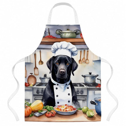 Delantal de cocina Caroline's Treasures Black Labrador Retriever The Chef para cocinar, servir, hornear, manualidades, jardinería para mujeres y hombres adultos, unisex, grande, multicolor