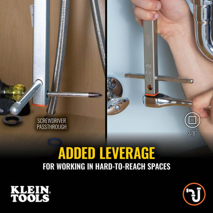 Klein Tools 68232 Telescoping Basin Wrench, Adjustable 10–17-Inch Plumbing Wrench with 1-1/4-Inch Jaw Capacity, Ideal for Hard to Reach Spaces