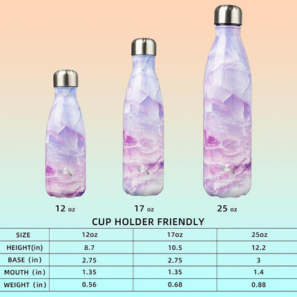 Konokyo Insulated Water Bottles,12oz Double Wall Stainless Steel Vacumm Metal Flask for Sports Travel,Marble-Dawn