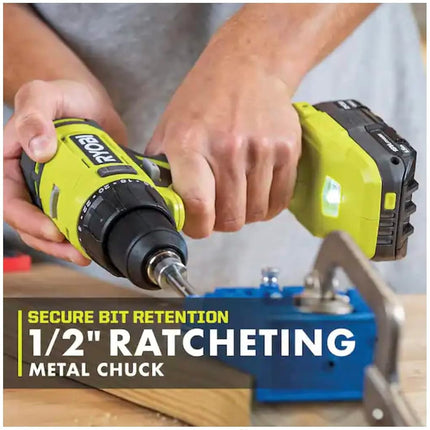 RYOBI ONE+ Taladro/Atornillador inalámbrico de 18 V y 1/2 pulg. (solo herramienta) PCL206B Negro Verde