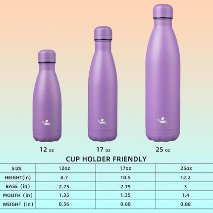 Konokyo Insulated Water Bottles,25oz Double Wall Stainless Steel Vacumm Metal Flask for Sports Travel,Lavender