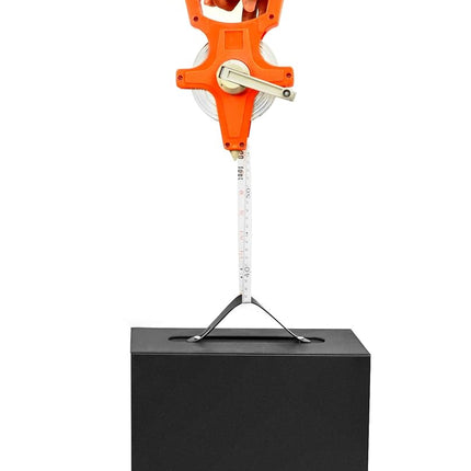 QWORK Open Reel Dual Sided Fiberglass Tape Measure, 4 Pack 1/2" x 100' Measures for Engineer, Orange