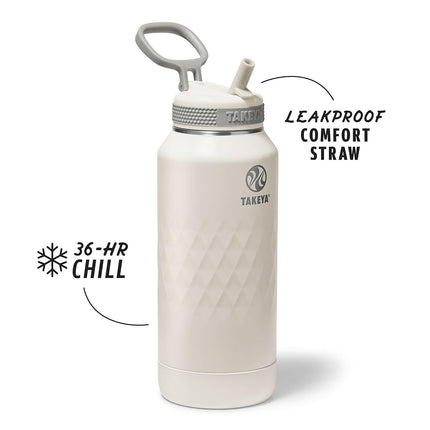 Bouteille d'eau Takeya Sport de 94 cl en acier inoxydable triple isolation – Antifuite, anti-transpiration, sans BPA, garde les boissons froides 36 h, chaudes 14 h – Alpine