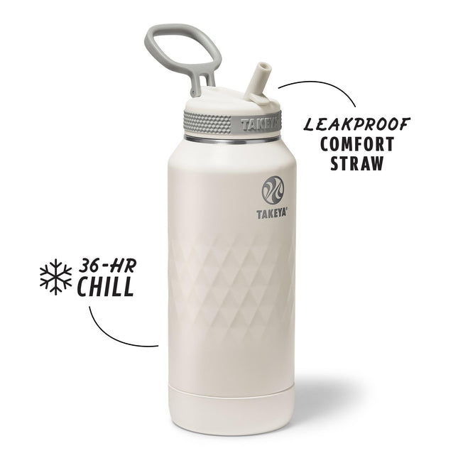 Botella de agua Takeya Sport de 32 oz de acero inoxidable con triple aislamiento – A prueba de fugas, a prueba de sudor, sin BPA, mantiene las bebidas frías 36 horas, calientes 14 horas – Alpine