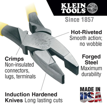 Klein Tools 80086 Journeyman Plier Kit, High Leverage Side Cutting, Diagonal, Long Nose Pliers to Strip, Cut and Crimp Wire, 6-Piece