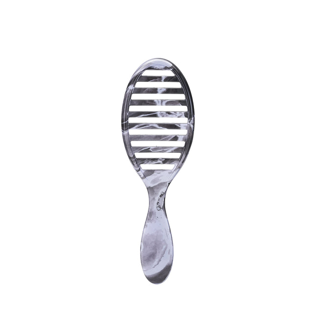 Brosse démêlante à séchage rapide WetBrush avec poils HeatFlex résistants à la chaleur et conception à évent ouvert pour sécher les cheveux plus rapidement, douce pour tous les types de cheveux, collection marbre métallique, onyx