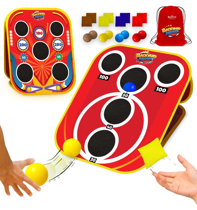 SWOOC Games - Backyard Arcade™ | 2-in-1 Bean Bag Toss Game for Kids w/Carry Bag | 5-Second Setup & Storage | Outside Toys for Toddlers | Carnival Games for Kids | Outdoor Toddler Activities