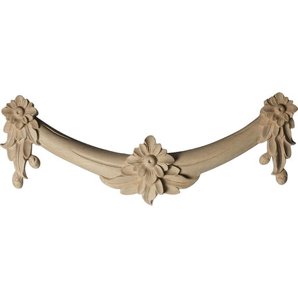 Ekena Millwork ONL16X06X01FLLW Medium Floral Swag, 16 1/8-Inch x 6-Inch x 1 3/8-Inch, Lindenwood