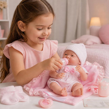 JC Toys 18780 La Newborn Soft Body Boutique Baby Doll, 15.5-Inch, Pink