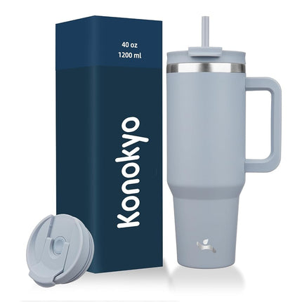 Konokyo 40 oz Insulated Tumbler Water Bottle with Handle, Straw Lid