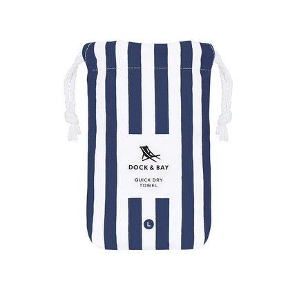 Dock & Bay Beach Towel - Quick Dry, Sand Free - Compact, Lightweight - 100% Recycled - Includes Bag - Cabana - Whitsunday Blue - Extra Large (200x90cm, 78x35)