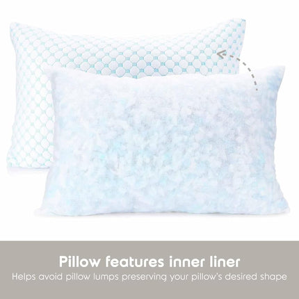Nestl Cooling Pillows King Size, Gel Infused Shredded Memory Foam Pillow, Adjustable for Sleeping, Breathable Washable Cool Bed Cover, 20”x36”