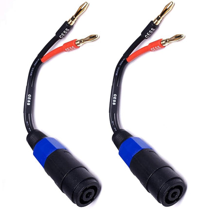 CNCESS CESS-004 Câble adaptateur pour haut-parleur Fiche Banane vers Speakon Femelle 12AWG - Lot de 2 (Banane 4mm)