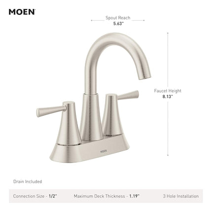 Moen Ronan Bronzed Gold Two-Handle 4" Centerset Modern Bathroom Faucet with Push-Down Drain, 84022BZG