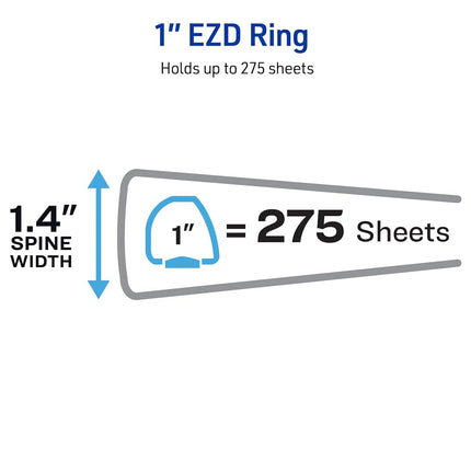 Avery Heavy-Duty View 3 Ring Binders, 1 Inch One Touch EZD Rings, 275-Sheet Capacity, 1.4 Inch Wide Spine, Customizable Clear Cover and Spine, Green Binders (12-Pack of 79107)