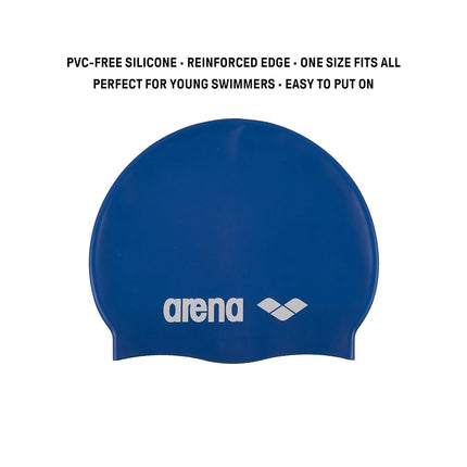 arena Classic Silicone JR Youth Swim Cap, SkyBlue / White