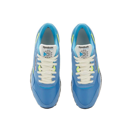 Reebok Men's Classic Nylon Sneaker, Essential Blue/Solar Acid Yellow/Vintage Chalk, 5.5 UK
