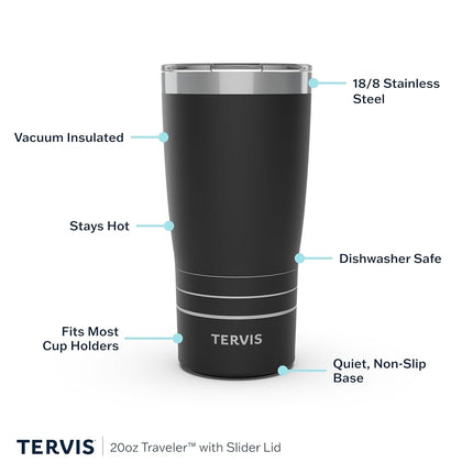 Vaso térmico Tervis Traveler USA Pride de acero inoxidable de triple pared con aislamiento, mantiene las bebidas frías y calientes, 590 ml