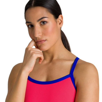 Arena Women's Standard Challenge Back MaxLife One Piece Athletic Training Swimsuit, Freak Rose/Neon Blue, 22