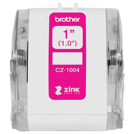 Brother Genuine CZ-1004 Continuous Length 1” (1.0”) 25 mm Wide x 16.4 ft. (5 m) Long Label Roll Featuring Zink Zero Ink Technology
