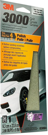 3M Trizact Performance 3000 Grit Sandpaper, 3 2/3 in x 9 in, Polish Clear Coat and Paint, Restore Shine, Ideal for Detailed Finishing, Very Fine Grade Abrasive (03064), Pack of 3
