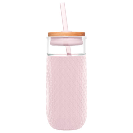 Ello Devon Glass Tumbler with Splash Proof Wooden 