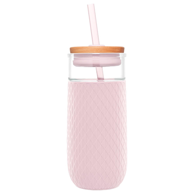 Ello Devon Glass Tumbler with Splash Proof Wooden 