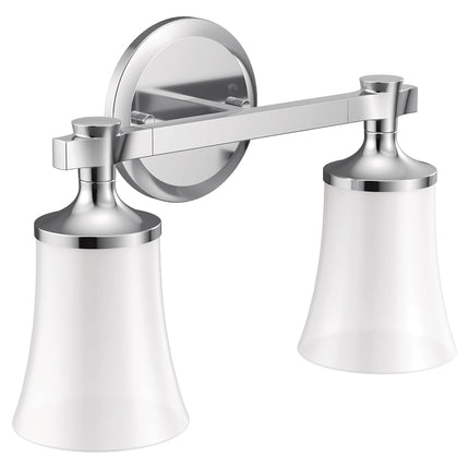Moen YB0362CH Flara 2-Light Dual-Mount Bath Bathroom Vanity Light Fixture with Frosted Glass, Chrome