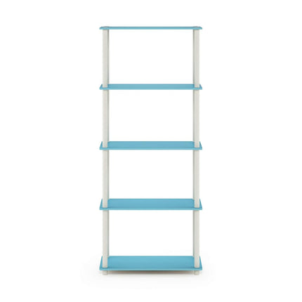 Furinno TURN-N-TUBE 5-Tier Tool-Free Corner Shelf, Light Blue