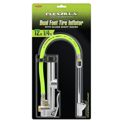 Flexzilla Dual Foot Tire Inflator with 12" Hose Glass Sight Gauge (10 to 120 psi)